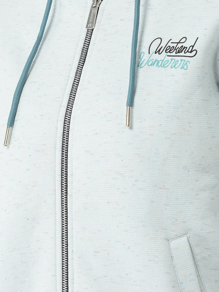  Sky Melange Zipped Hoodie