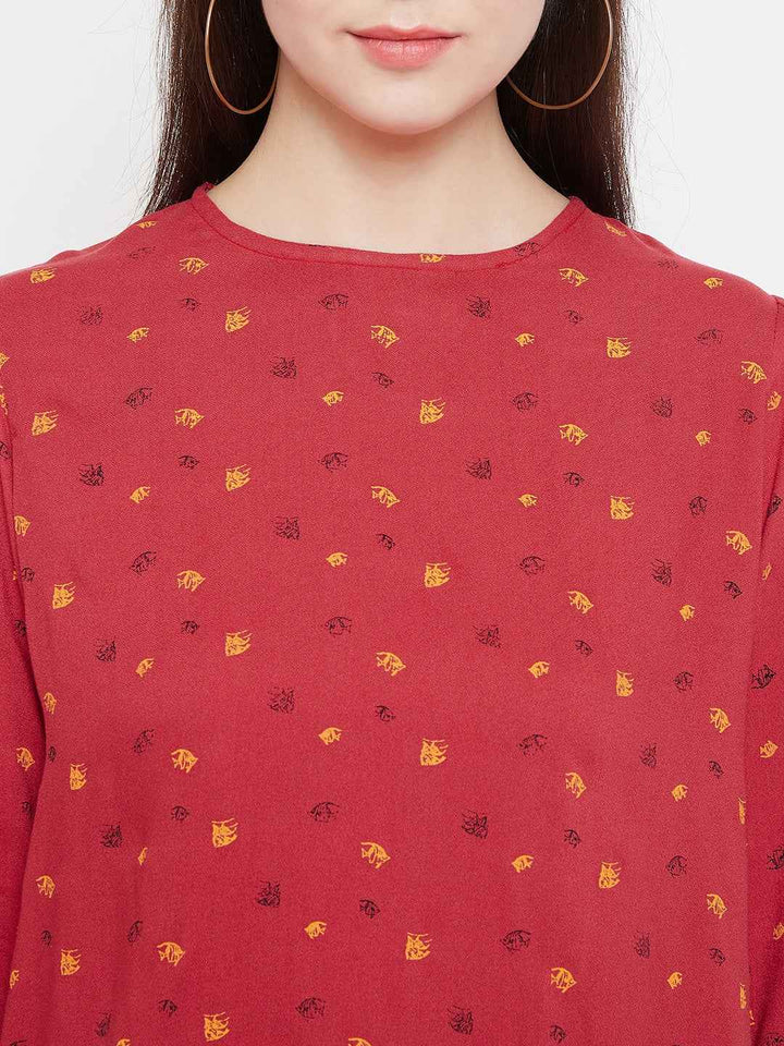 Red Printed Top