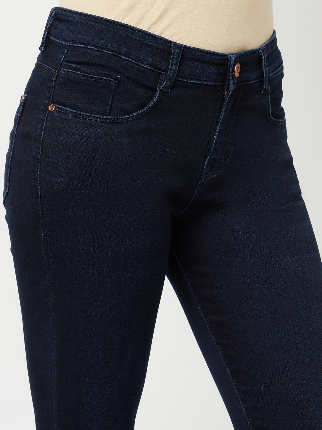 Navy Blue Jeans-Women Jeans-Crimsoune Club