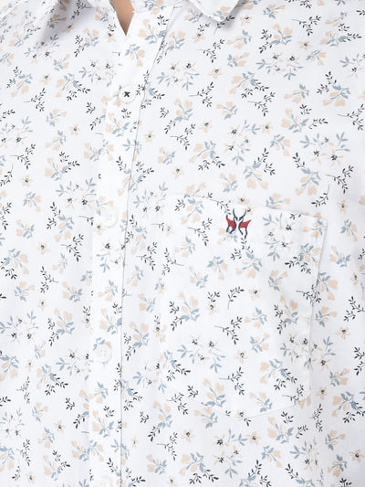  White Floral Shirt in Pure Cotton