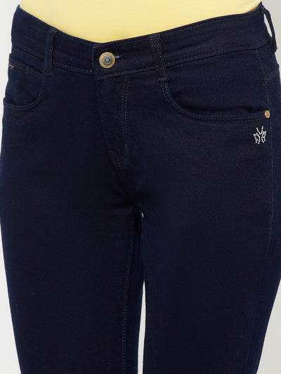 Navy Blue Ankle Length Jeans - Women Jeans