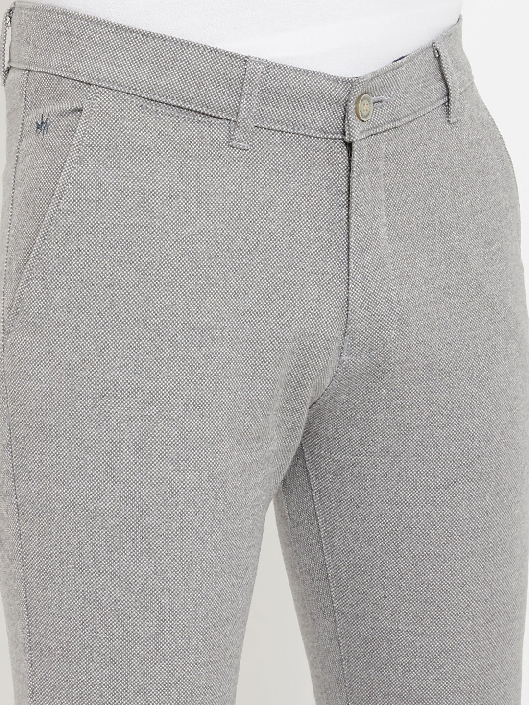 Grey Slim Fit Trousers - Men Trousers