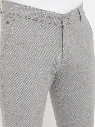 Grey Slim Fit Trousers - Men Trousers