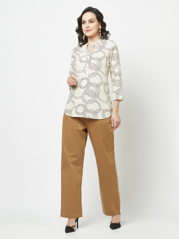 Fawn High-Low Geometric Print Top 