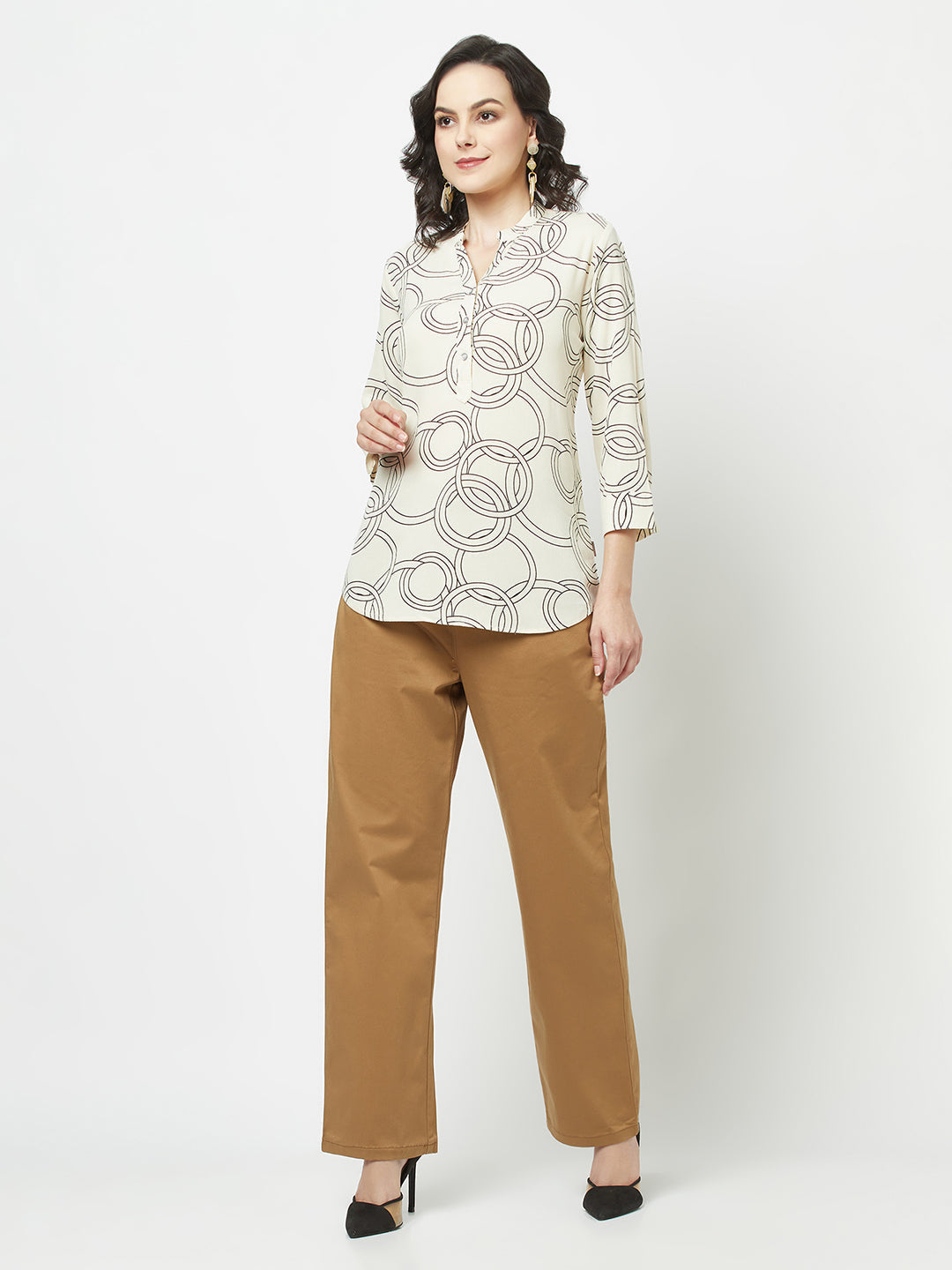 Fawn High-Low Geometric Print Top 