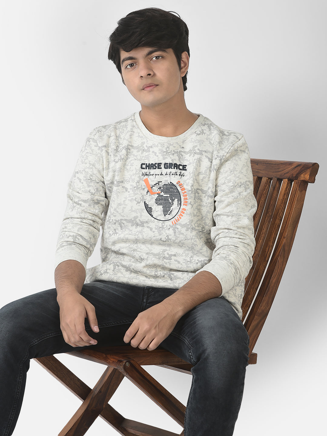  Grey Melange Globe Sweatshirt