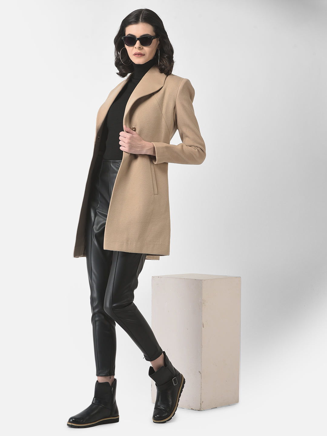  Biege A-Line Overcoat