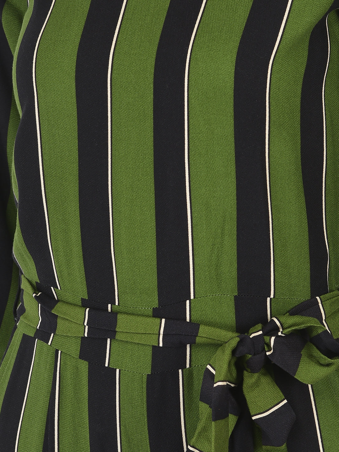 Green Striped Jumpsuit - Women Dungarees