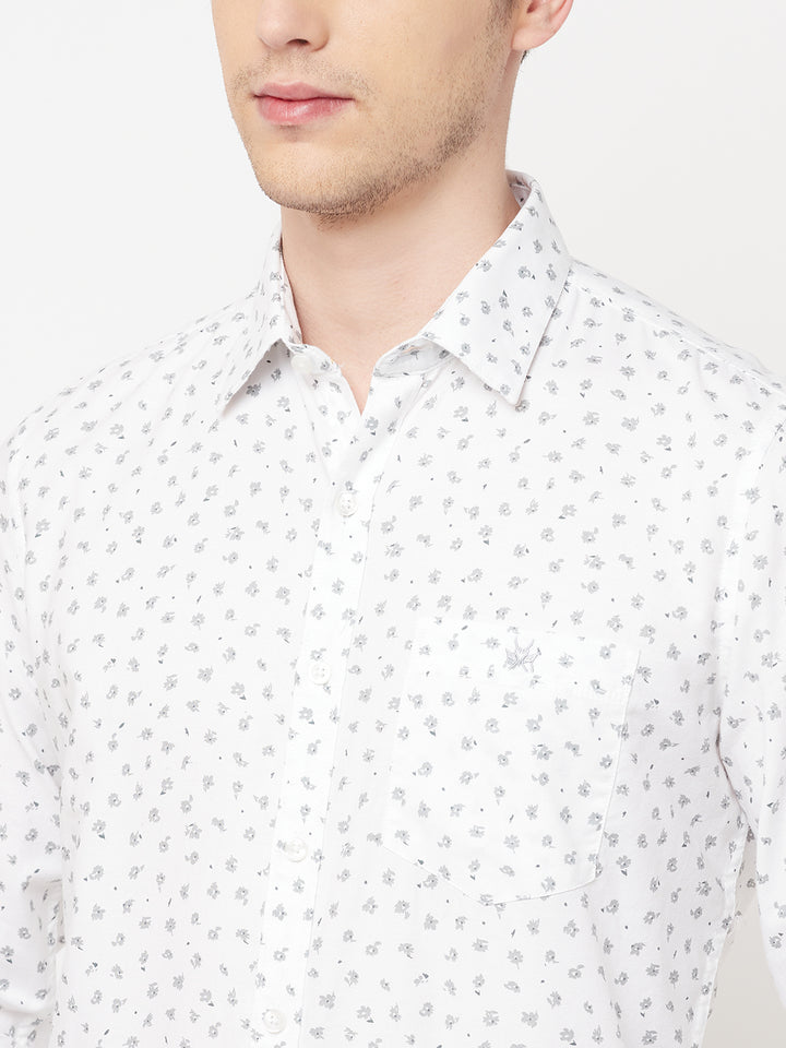 White Floral Shirt - Men Shirts