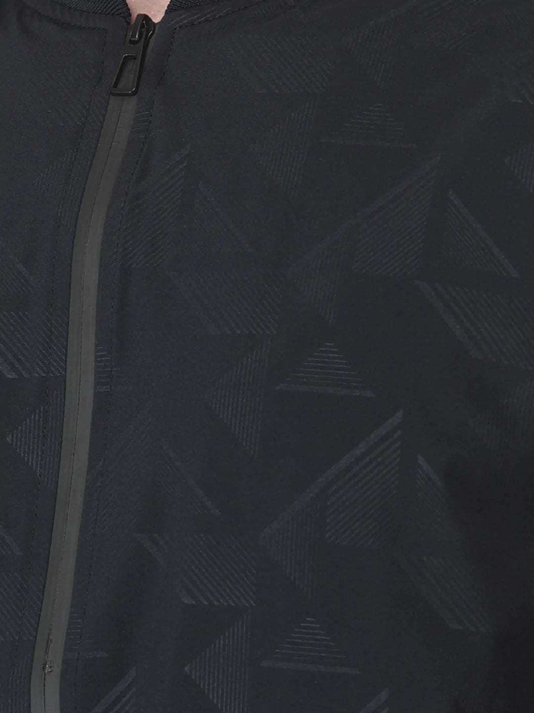  Navy Blue Bomber Jacket in Abstrack Print