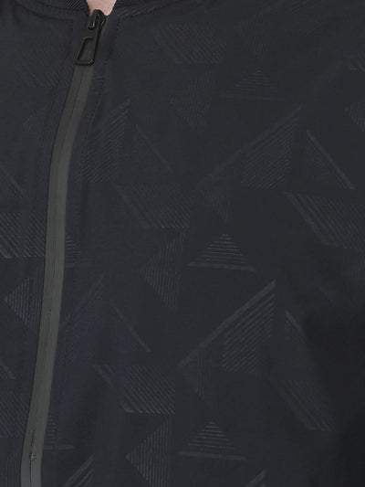  Navy Blue Bomber Jacket in Abstrack Print