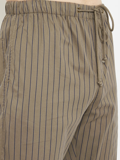 Brown Striped Straight Lounge Pants - Men Lounge Pants