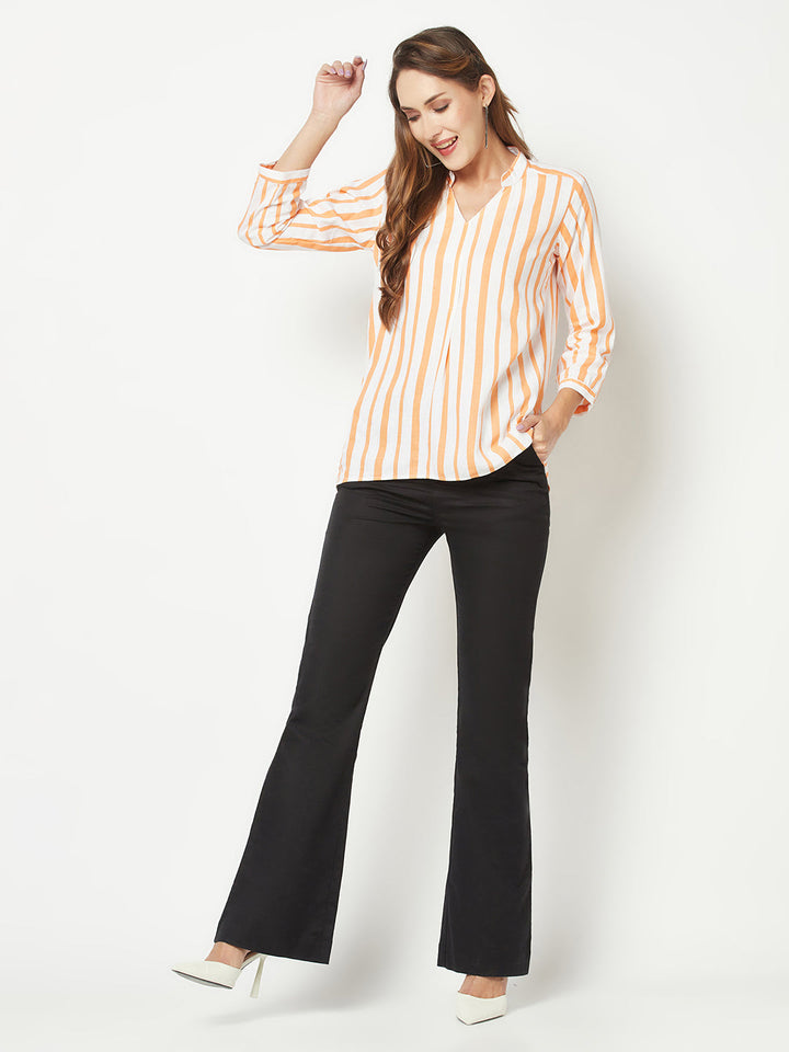  Orange Striped Top