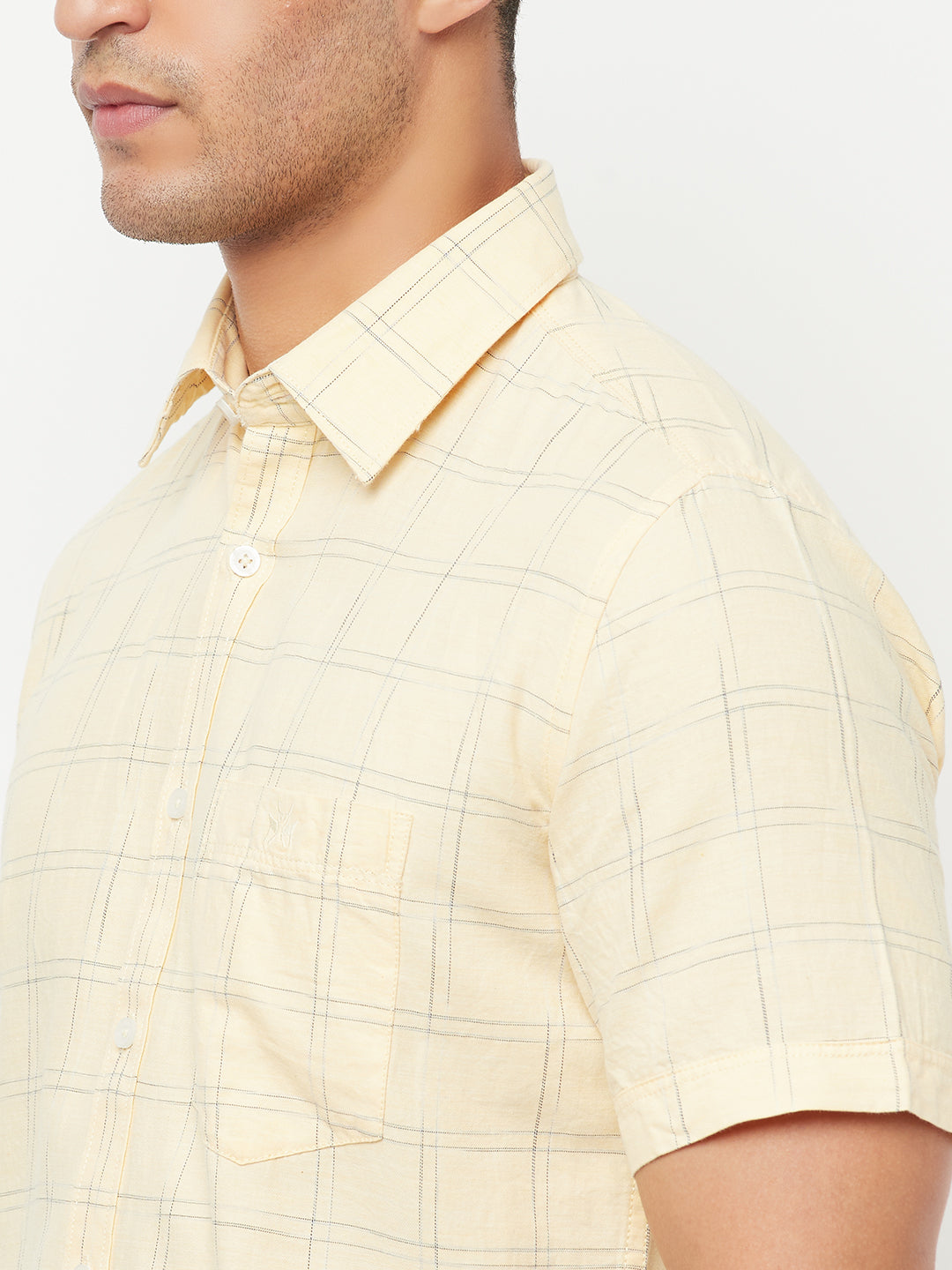 Yellow Checked Shirt - Men Shirts