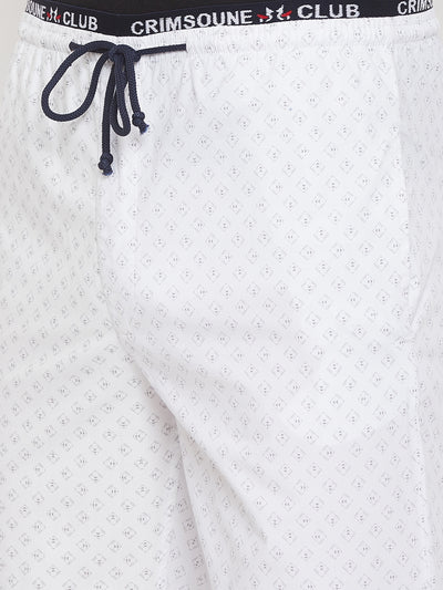 White Printed Lounge Pants - Men Lounge Pants