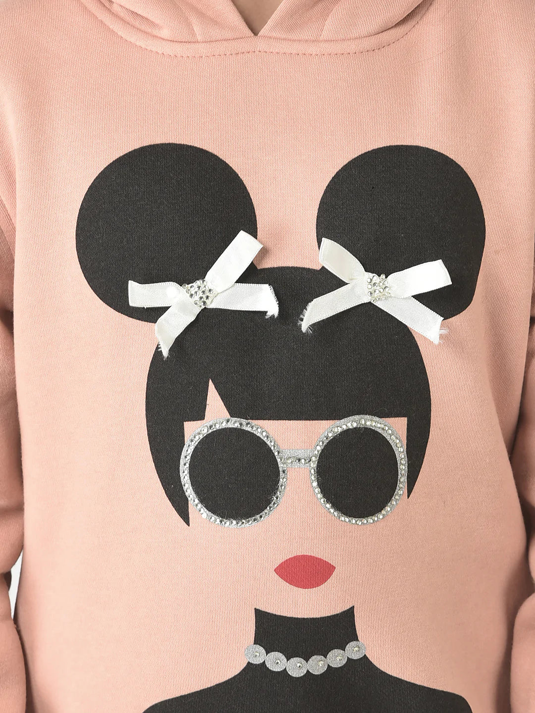  Peach Graphic Face Hooded Sweatshirt