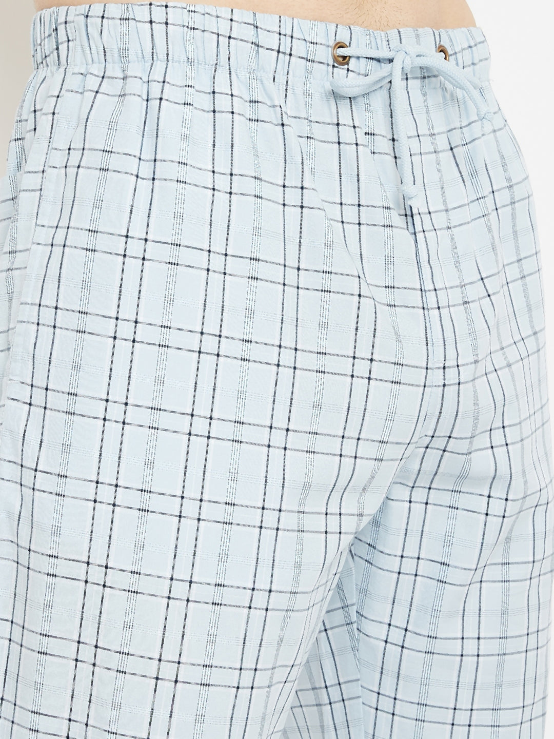 Blue Checked Straight Lounge Pants - Men Lounge Pants