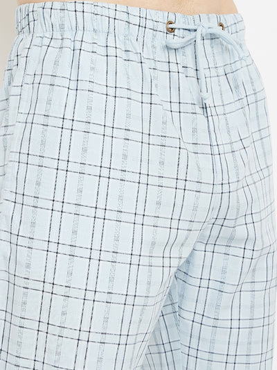 Blue Checked Straight Lounge Pants - Men Lounge Pants