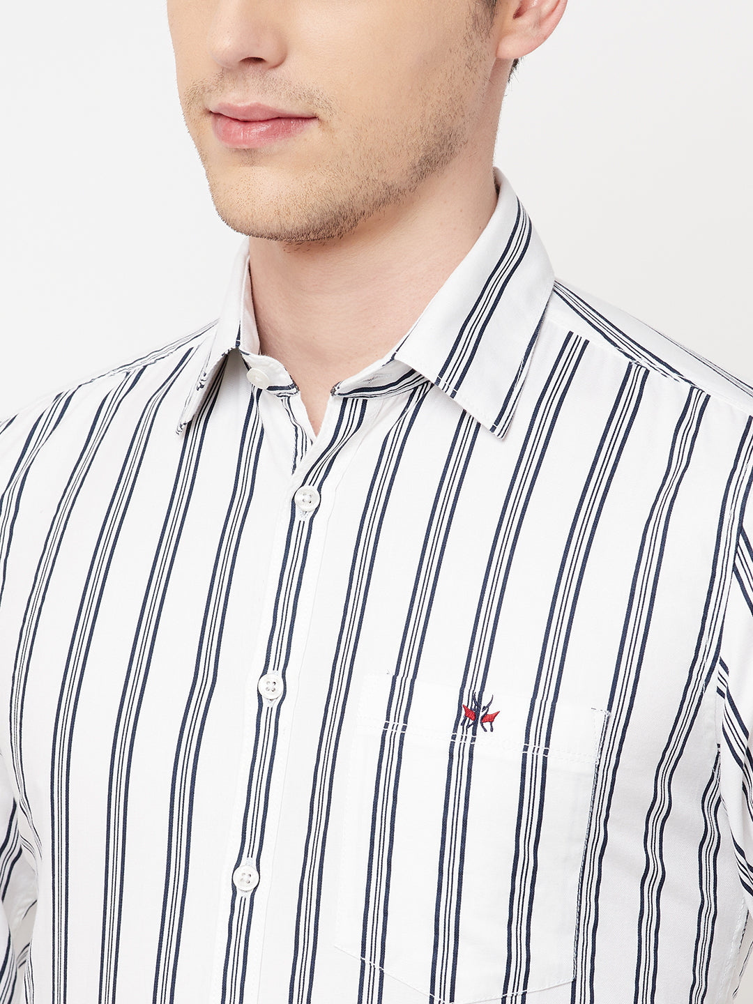 White Striped Casual Shirt - Men Shirts