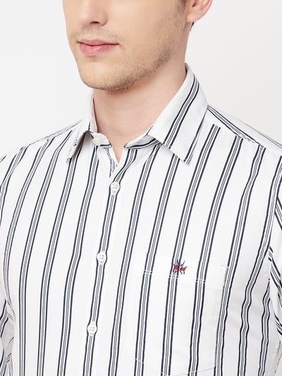 White Striped Casual Shirt - Men Shirts