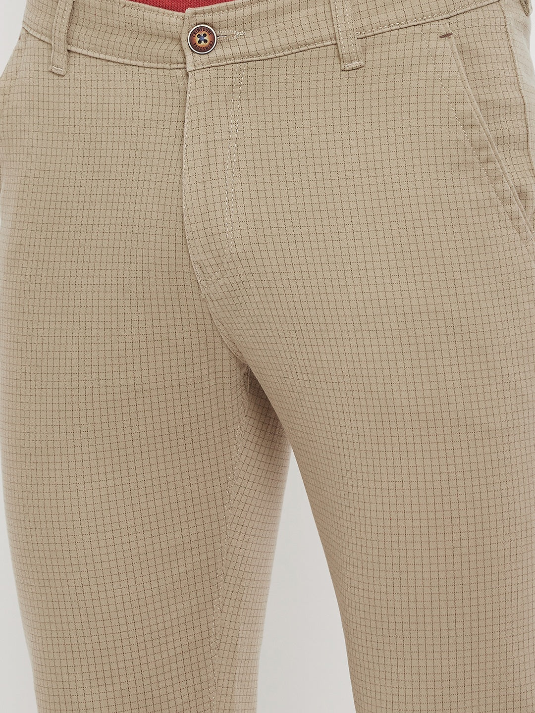 Brown Checked Trousers - Men Trousers