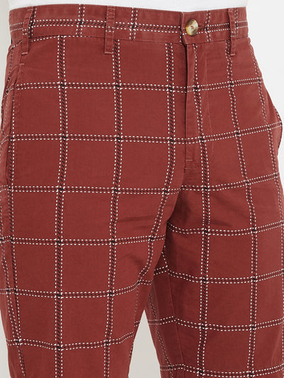 Maroon Checked shorts - Men Shorts