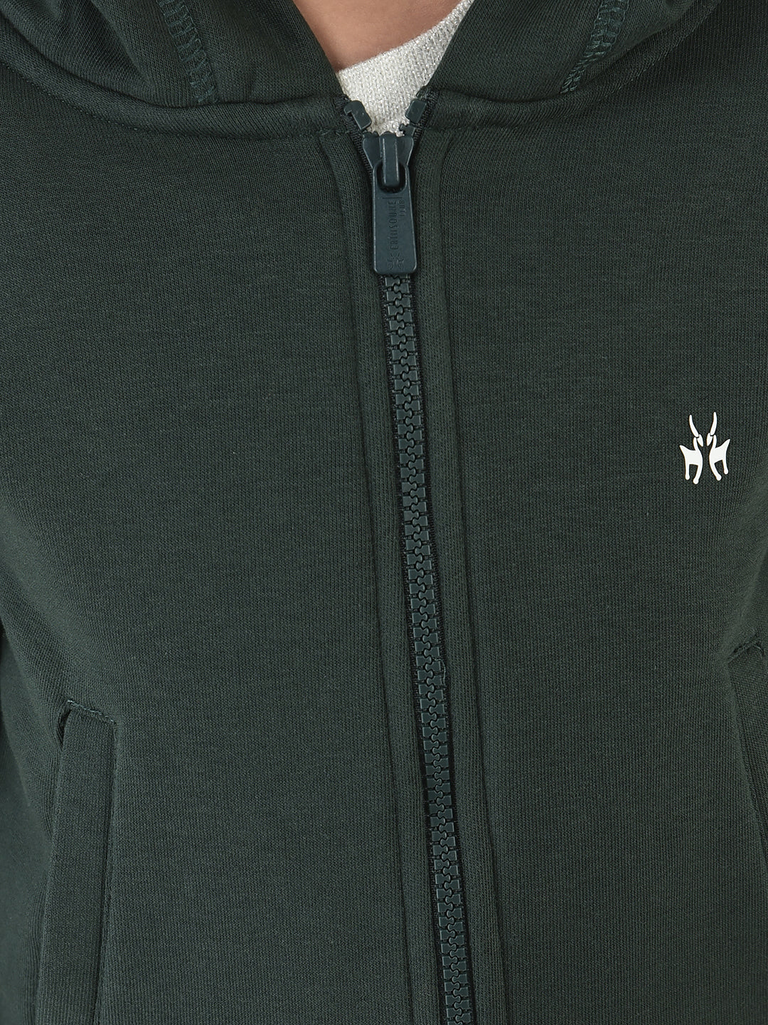 Dark Green Sweatshirt with Zip Enclosure 