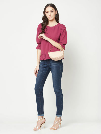  Maroon peplum Top