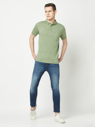  Fern Green Geometric Polo T-Shirt