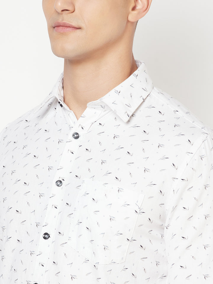 White Floral Shirt - Men Shirts