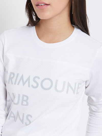 White Printed Round Neck T-Shirt - Women T-Shirts