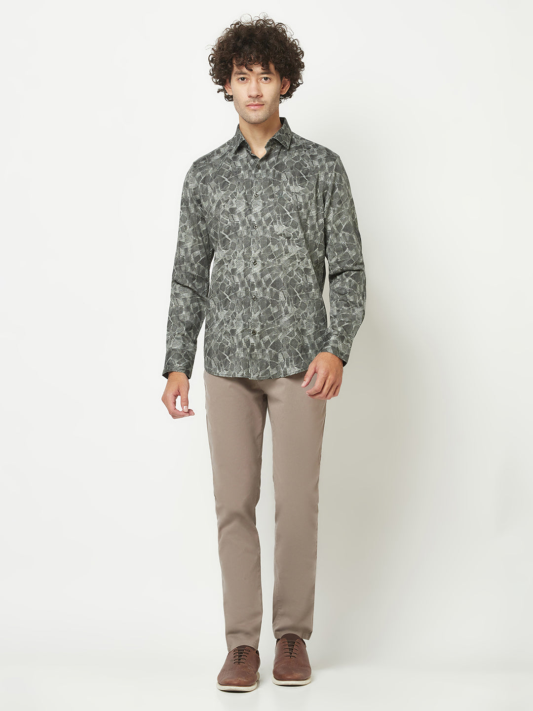  Dark Grey Abstract Print Shirt