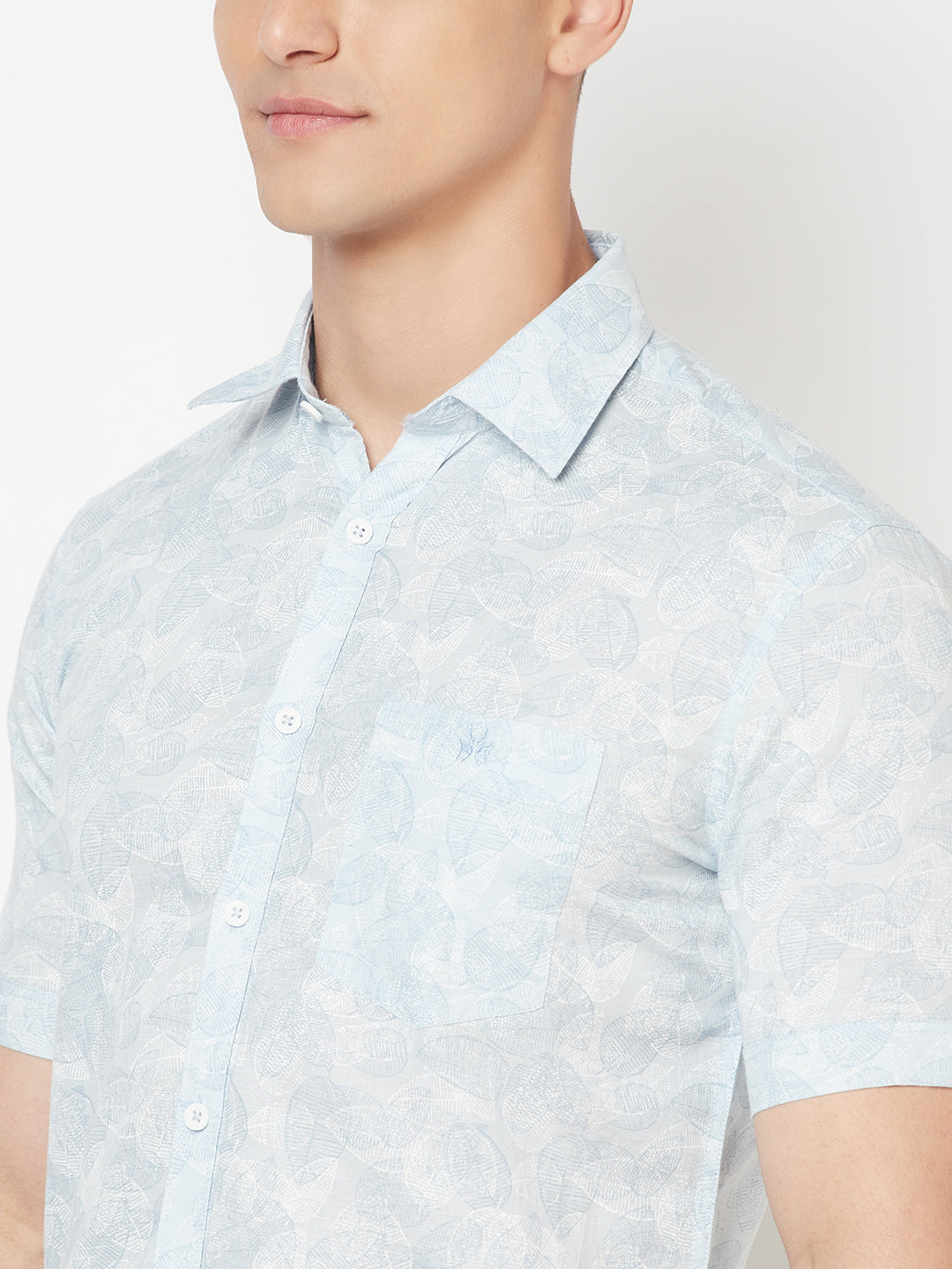 Blue Floral Linen Shirt - Men Shirts