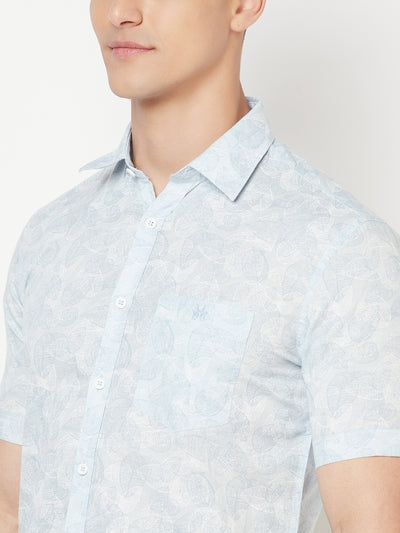 Blue Floral Linen Shirt - Men Shirts