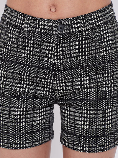Grey Checked Shorts - Women Shorts
