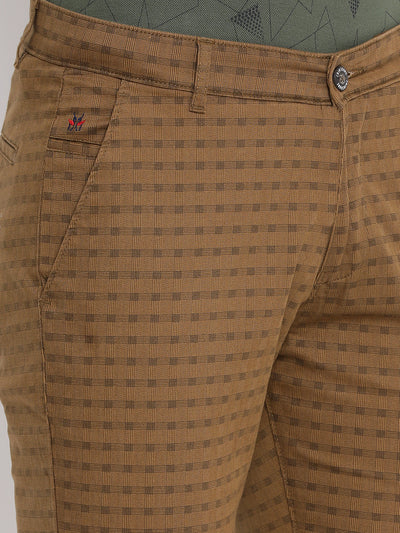 Brown Printed Slim fit Trousers - Men Trousers