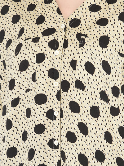 Beige Polka Dotted Shirt - Women Shirts