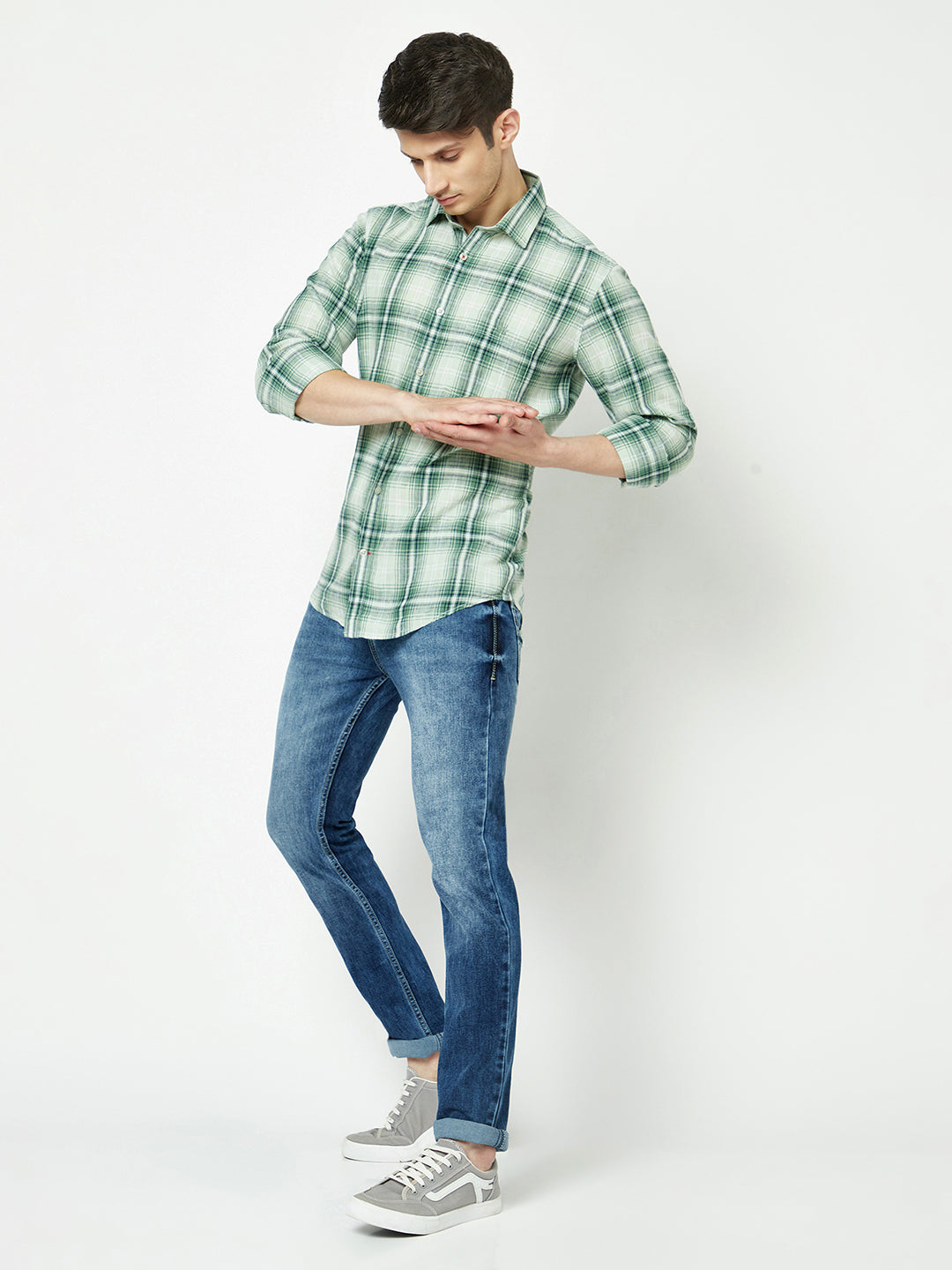  Green-Toned Checkered Shirt