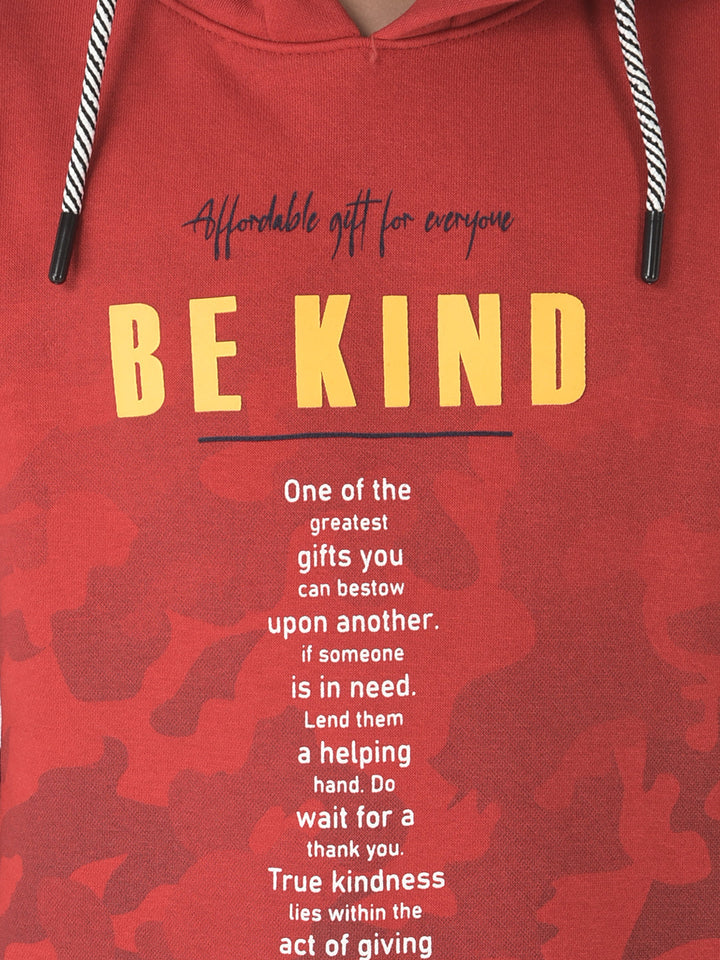  Red Heavy Typography Hoodie