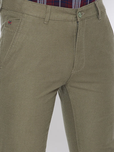 Olive Slim Fit Trousers - Men Trousers