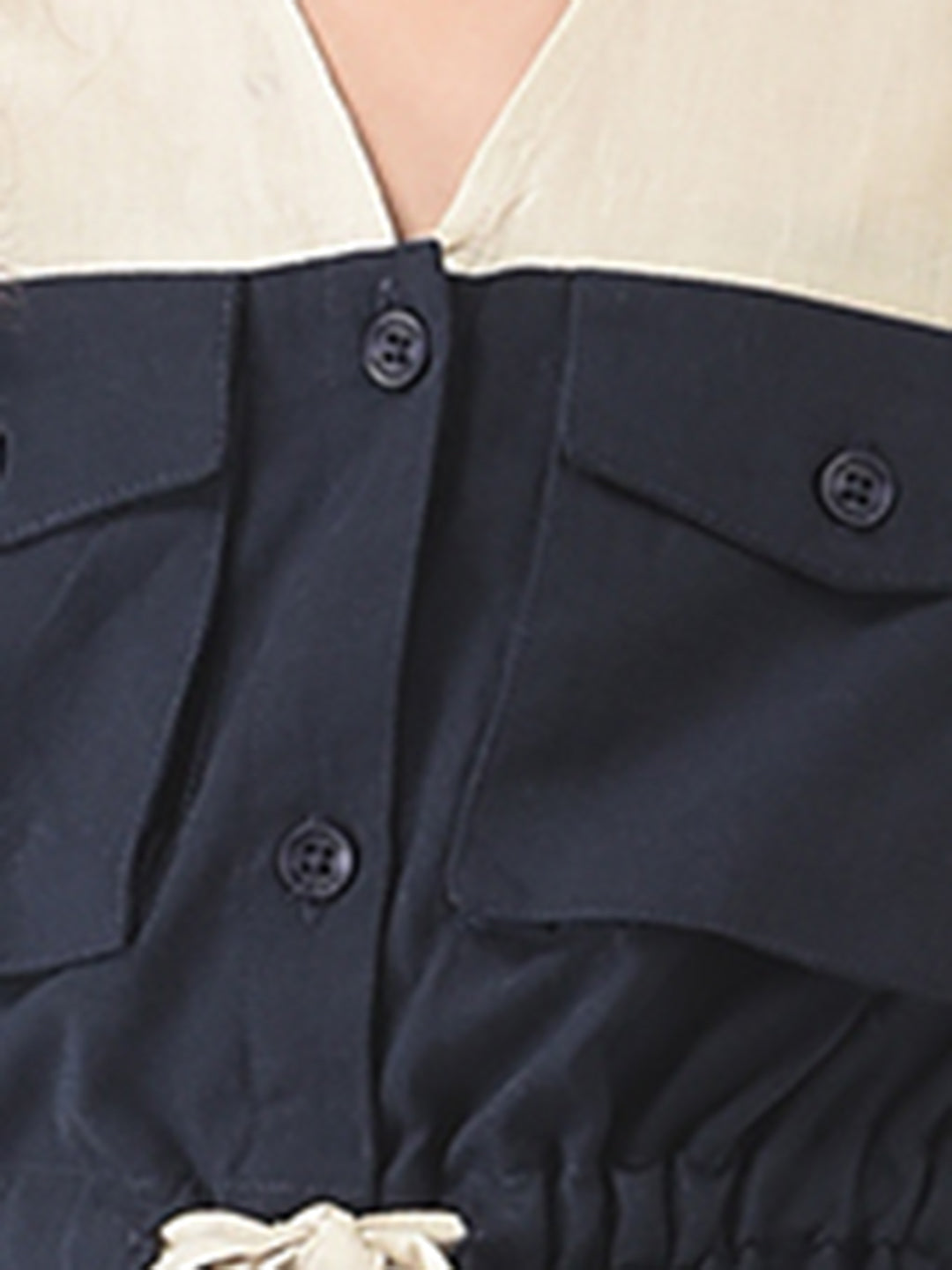  Navy Blue Dress with Patch Pocket Detailing 