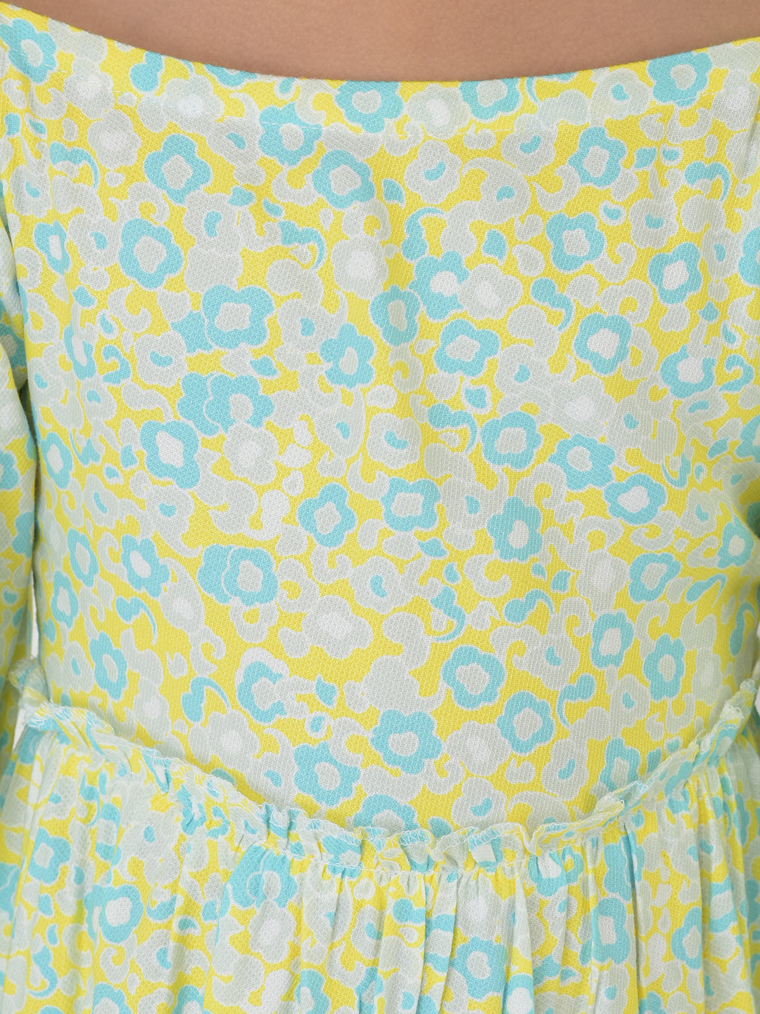 Green Floral Printed Dress - Girls Dress