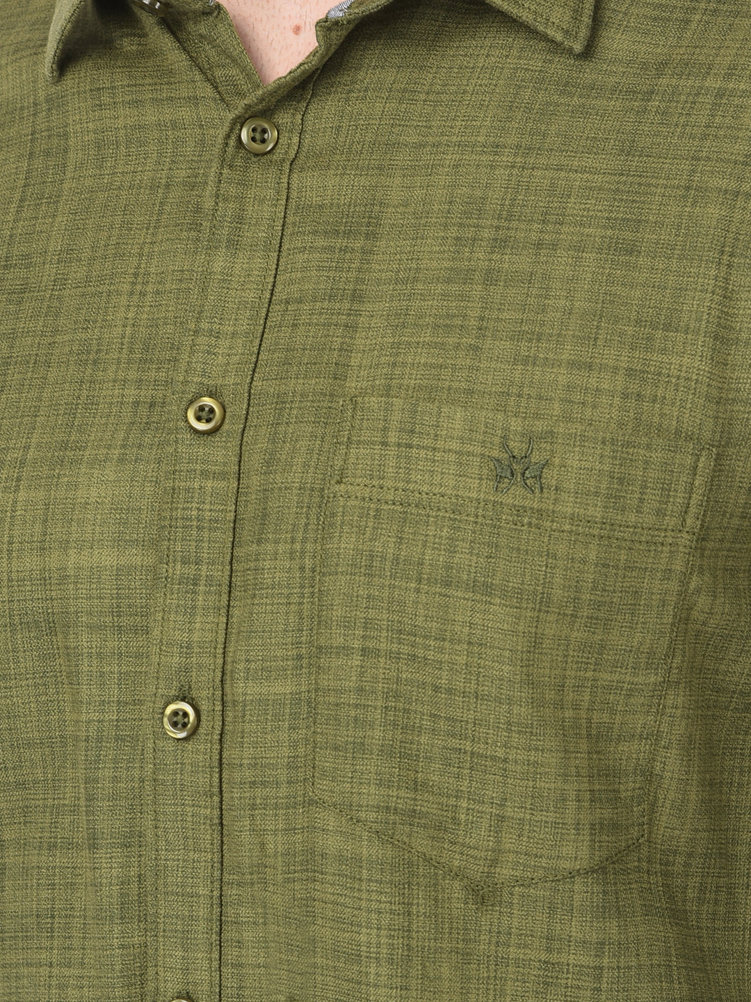 Olive Textured Shirt-Men Shirts-Crimsoune Club