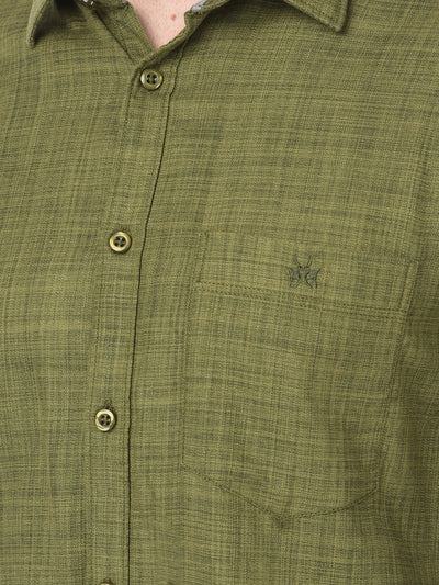 Olive Textured Shirt-Men Shirts-Crimsoune Club