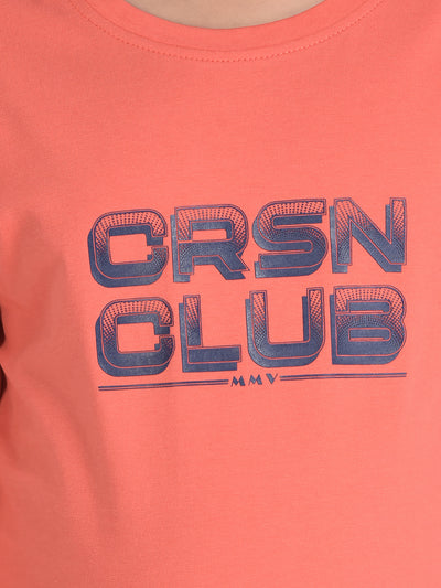Coral Pink Typographic T-Shirt-Boys T-Shirts-Crimsoune Club