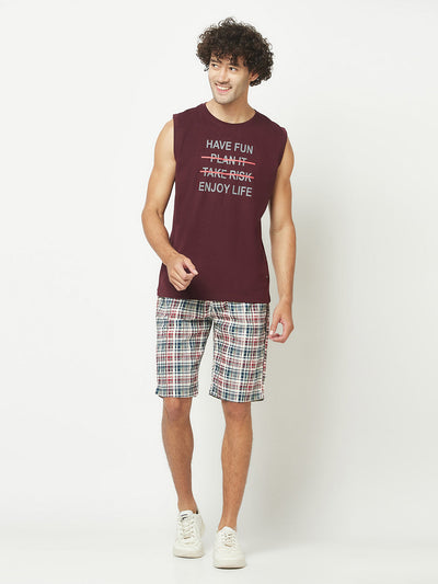  Maroon Typography Tank T-Shirt