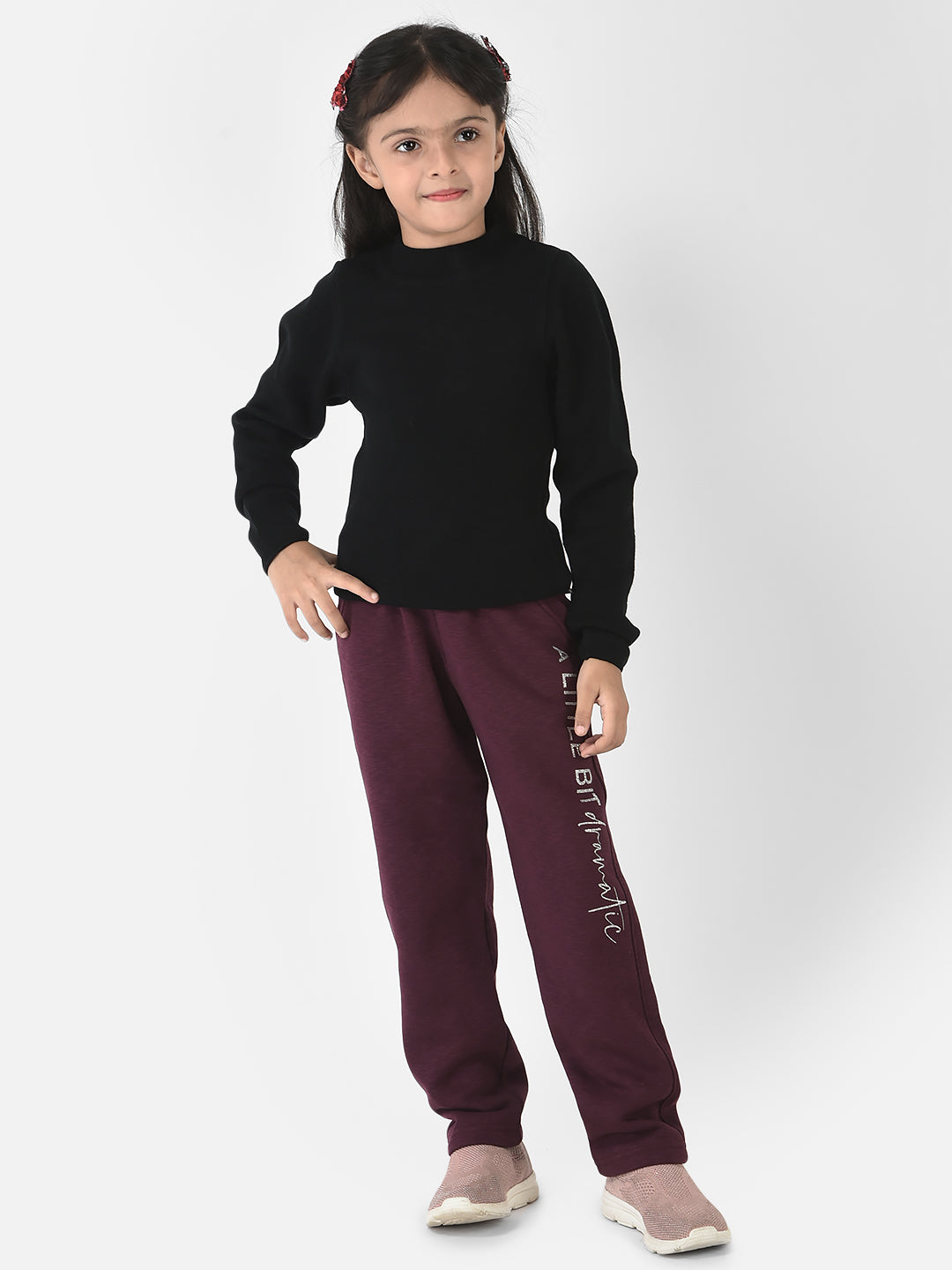Purple Track Pants with Typographic Detailing 