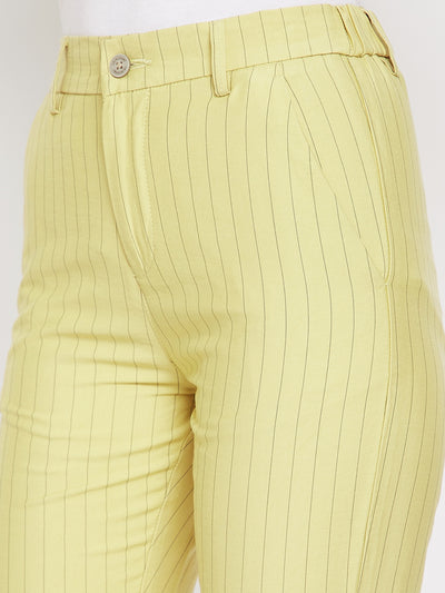 Yellow Striped Trousers - Women Trousers