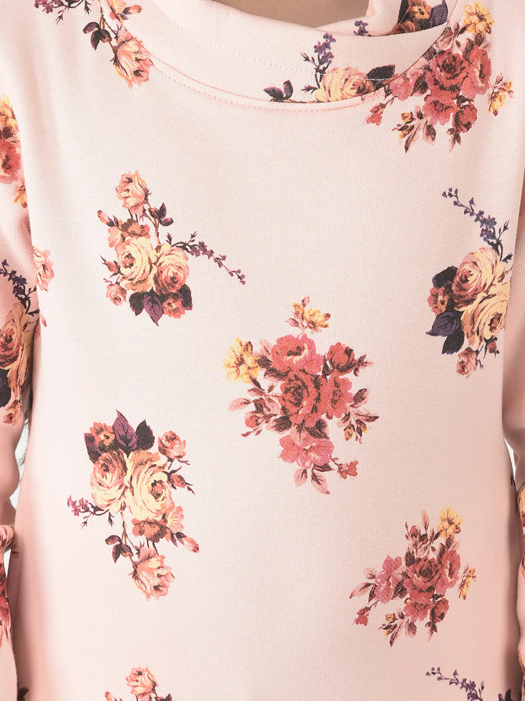 Baby Peach Floral Print Sweatshirt