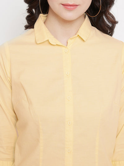 Yellow Slim Fit Cotton Shirt - Women Shirts